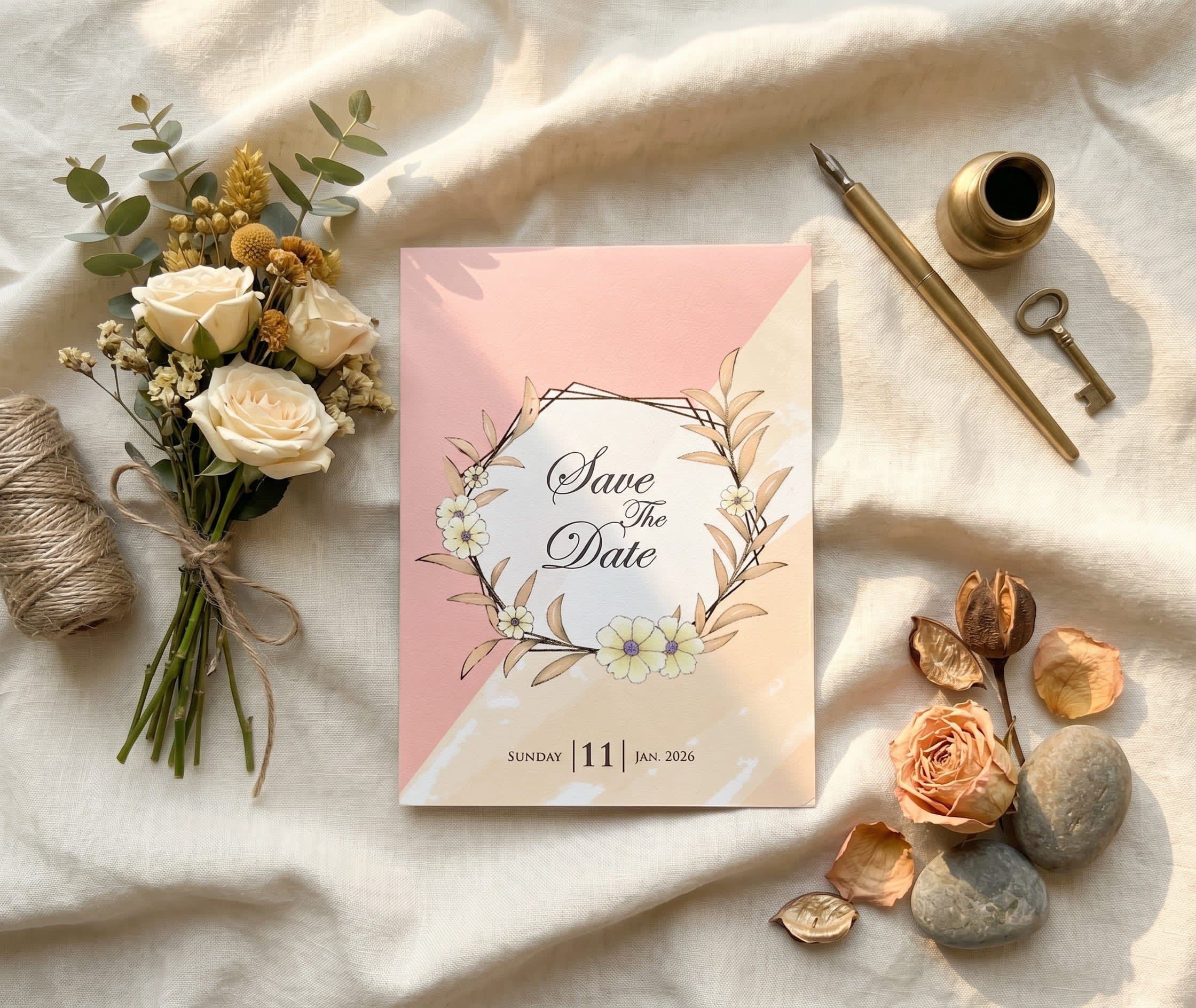 Bride & Groom Floral Arch Wedding Card | Shahi Bulawa Karachi