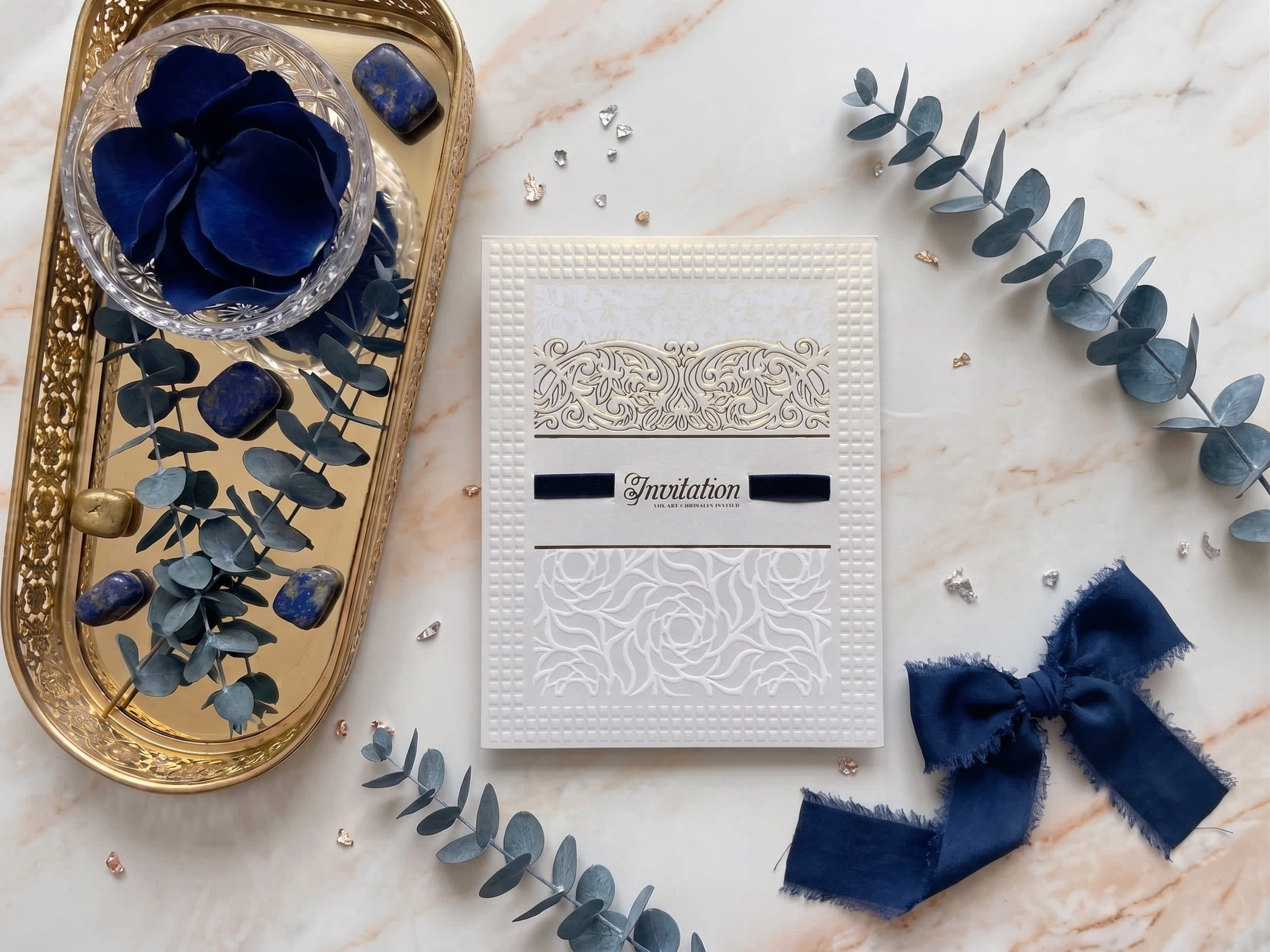 Ivory Gold Foil Valima Reception Card | Shahi Bulawa Karachi