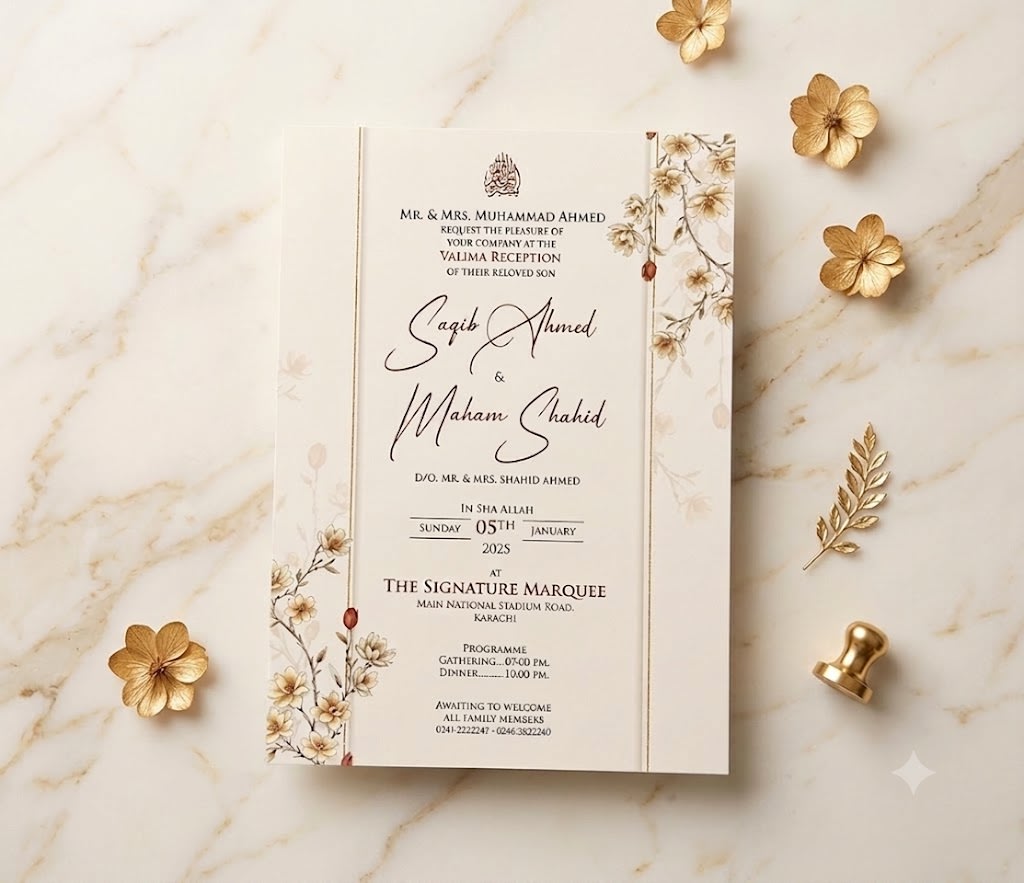 Die Cut Window Floral Wedding Card with Gold Foil in Karachi - Shahi Bulawa thumbnail 2