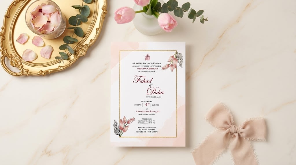 Geometric Diamond Frame Save the Date Card | Shahi Bulawa Karachi thumbnail 2