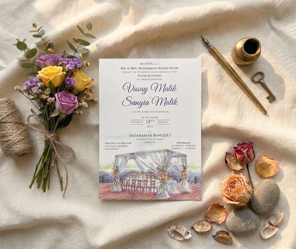Lakeside Dock Save the Date Wedding Card | Shahi Bulawa Karachi thumbnail 2