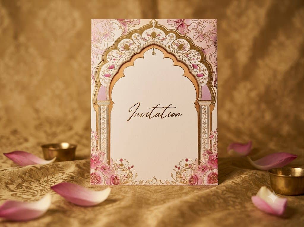 Mughal Arch Wedding Card with Gold Foil Printing in Karachi - Shahi Bulawa thumbnail 3