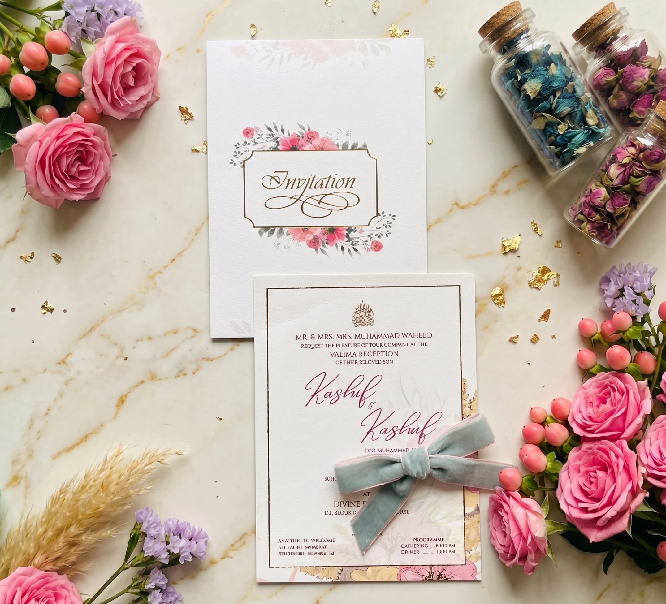 Ornate Frame Pink Rose Invitation Card | Shahi Bulawa Karachi thumbnail 3