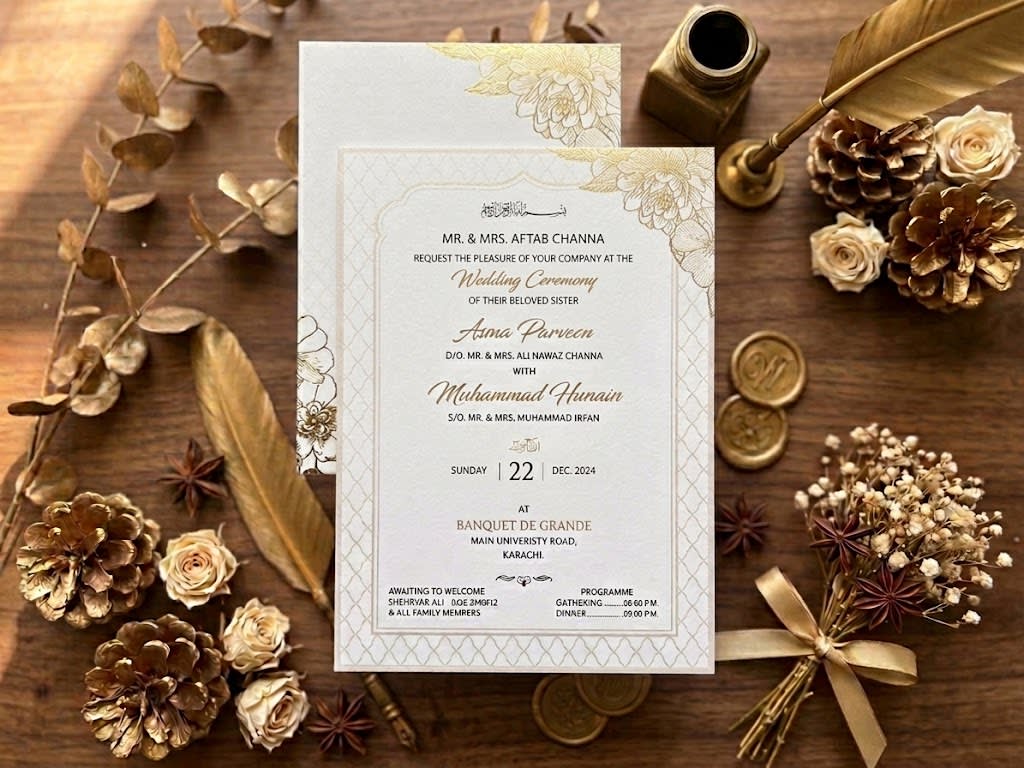 Quatrefoil Lattice Wedding Ceremony Card | Shahi Bulawa Karachi thumbnail 3