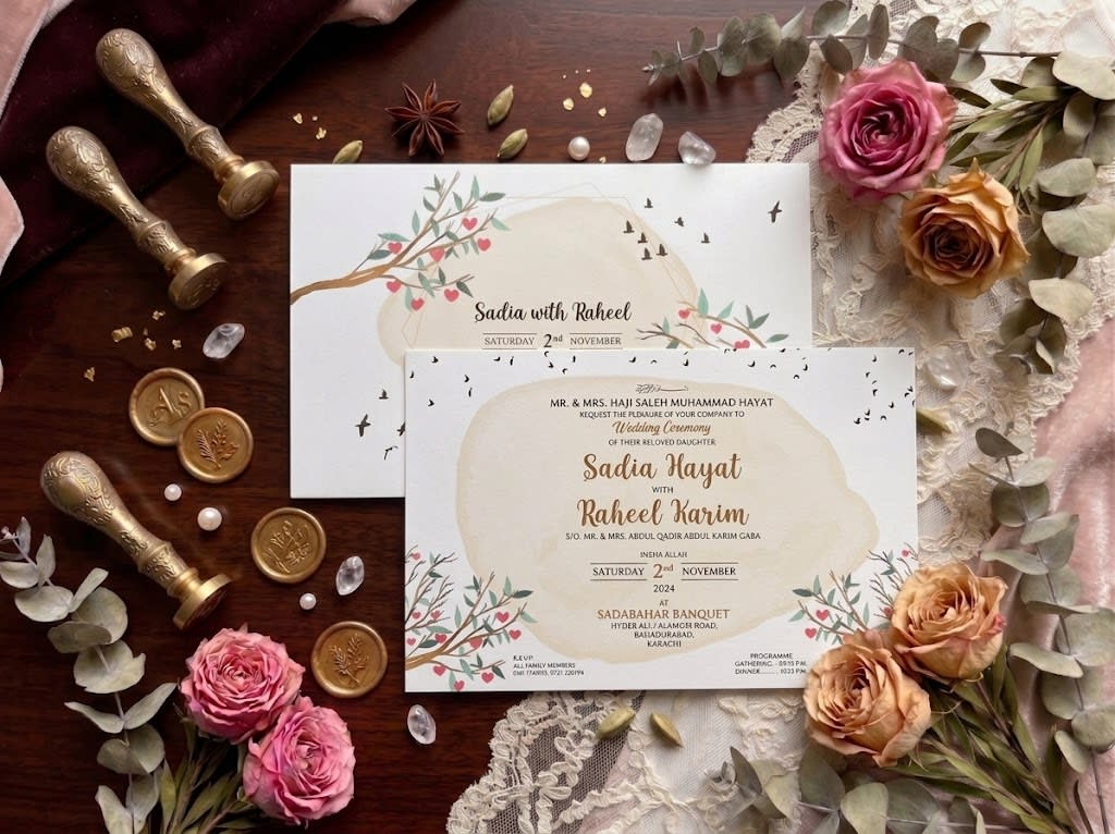 Love Heart Tree Landscape Wedding Card Set | Shahi Bulawa Karachi thumbnail 3