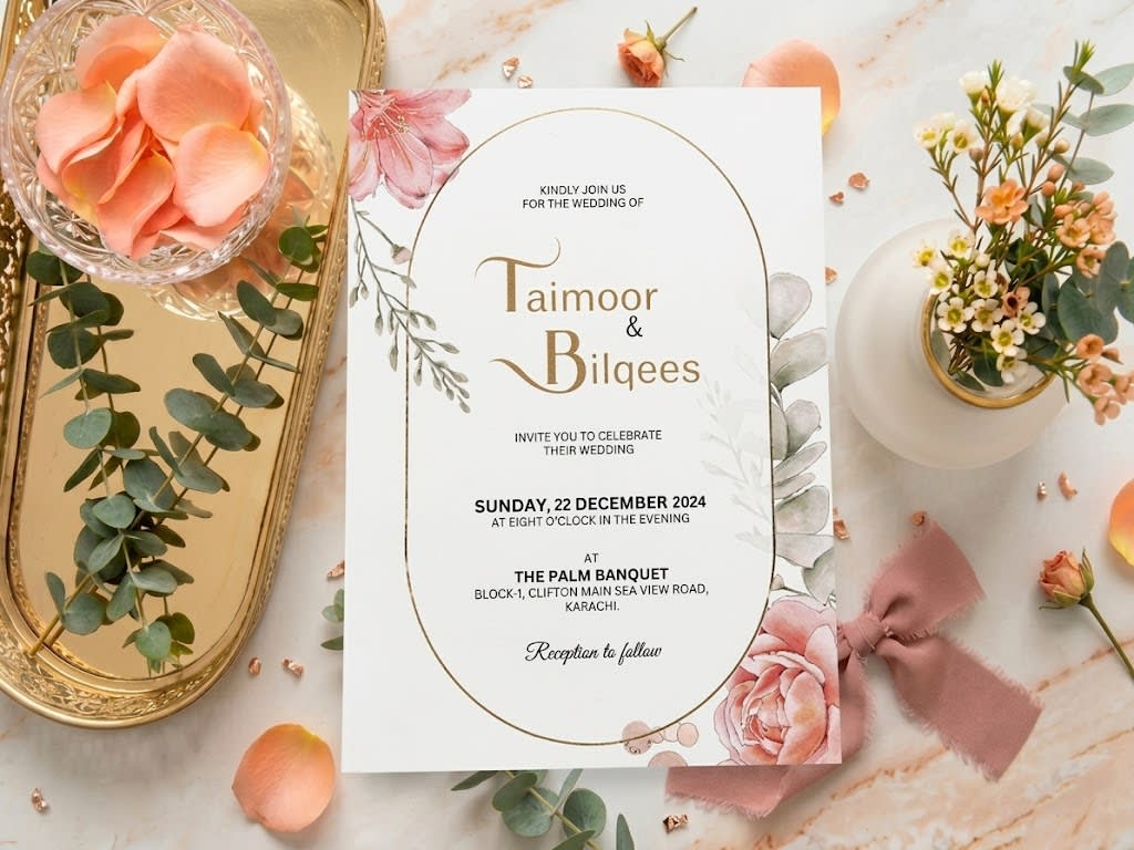 Monogram Oval Eucalyptus Save the Date Card | Shahi Bulawa Karachi thumbnail 2