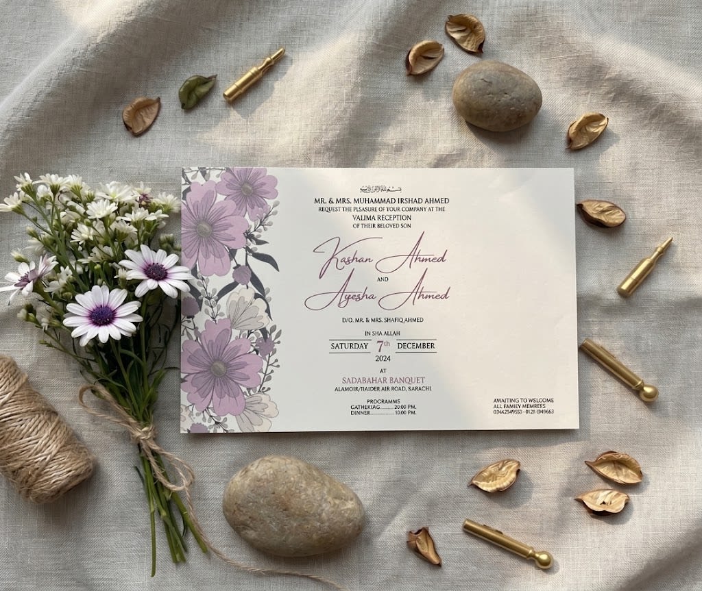 Lavender Floral Valima Card | Valima Invitations Karachi thumbnail 2