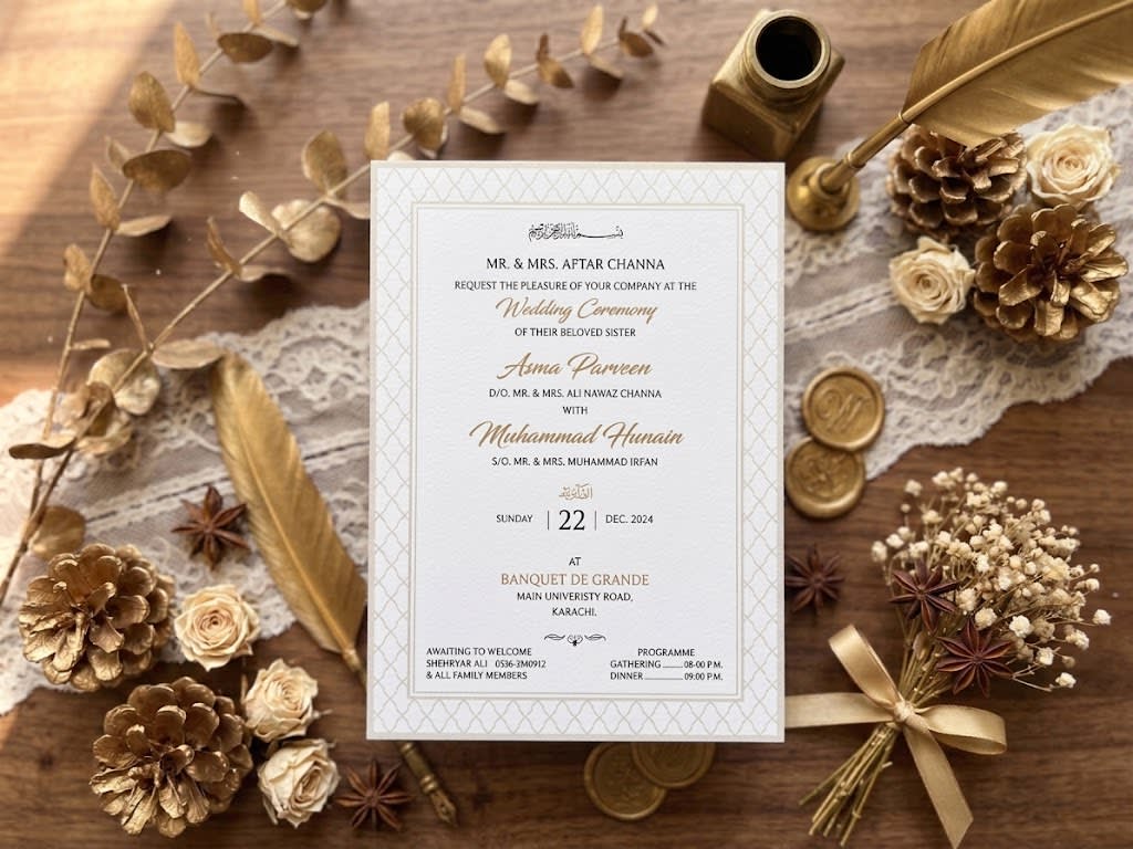 Quatrefoil Lattice Wedding Ceremony Card | Shahi Bulawa Karachi thumbnail 2