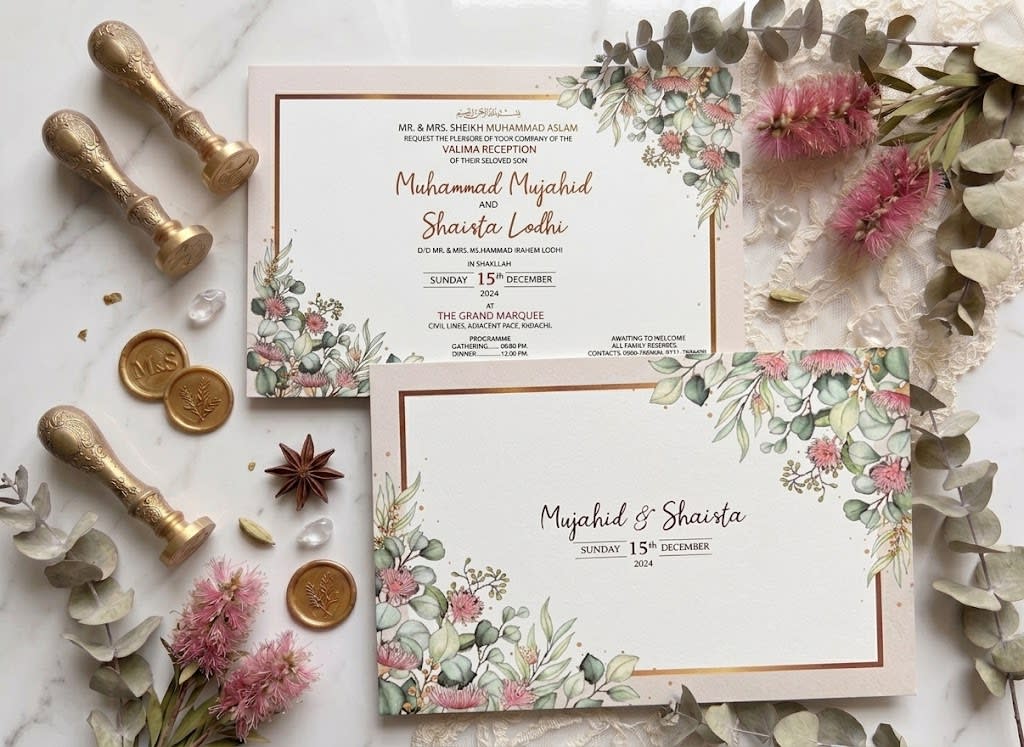 Eucalyptus & Bottlebrush Landscape Wedding Card | Shahi Bulawa Karachi thumbnail 3