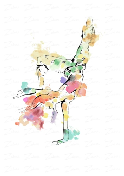 Tableau aquarelle La danseuse, disponible en affiche d'art à encadrer