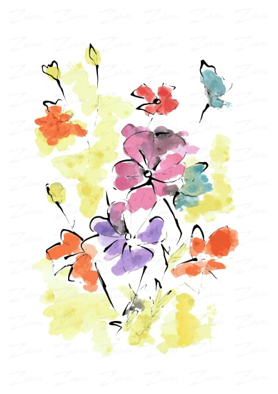 Tableau aquarelle Les fleurs, disponible en affiche d'art à encadrer
