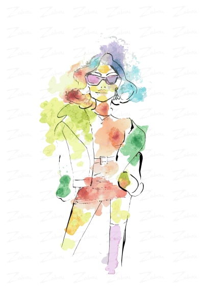 Tableau aquarelle L'affirmée, disponible en affiche d'art à encadrer