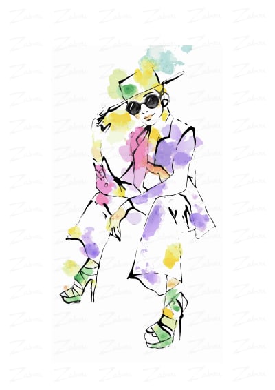 Tableau aquarelle L'audacieuse, disponible en affiche d'art à encadrer