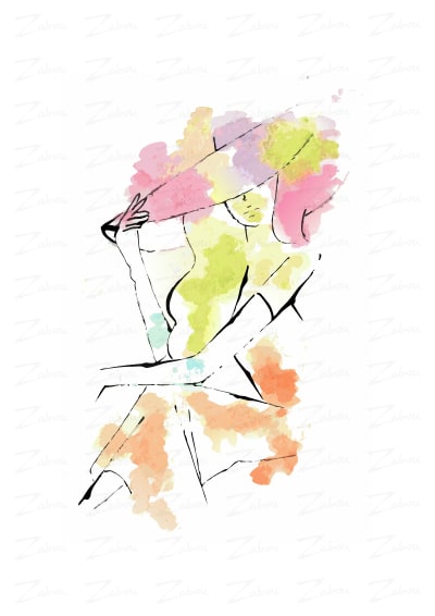 Tableau aquarelle La printanière, disponible en affiche d'art à encadrer