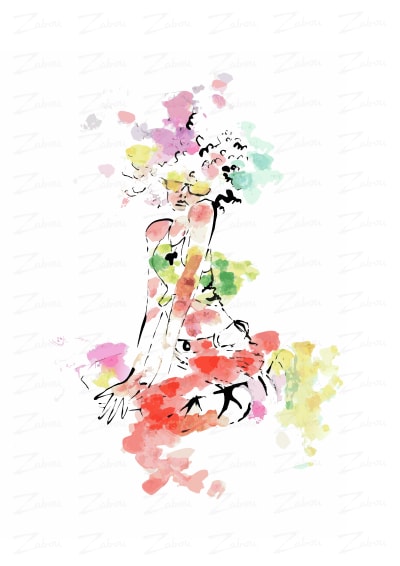 Tableau aquarelle L'explosive, disponible en affiche d'art à encadrer