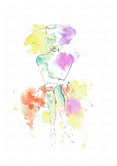 Tableau aquarelle La patiente, disponible en affiche d'art à encadrer