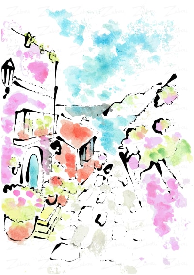 Tableau aquarelle L'estivale, disponible en affiche d'art à encadrer