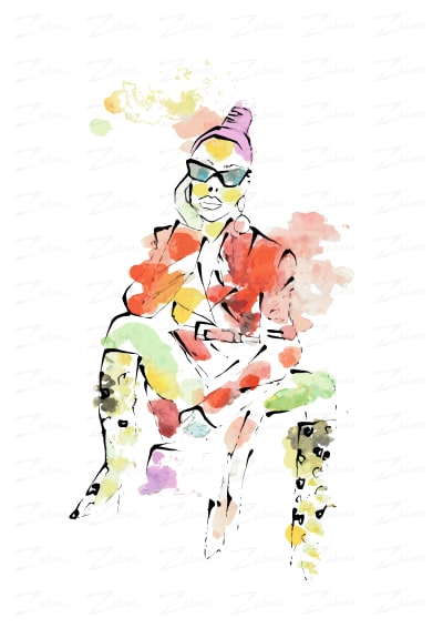 Tableau aquarelle L'urbaine, disponible en affiche d'art à encadrer