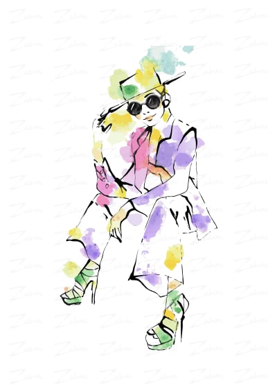 Tableau aquarelle L'audacieuse, disponible en affiche d'art à encadrer