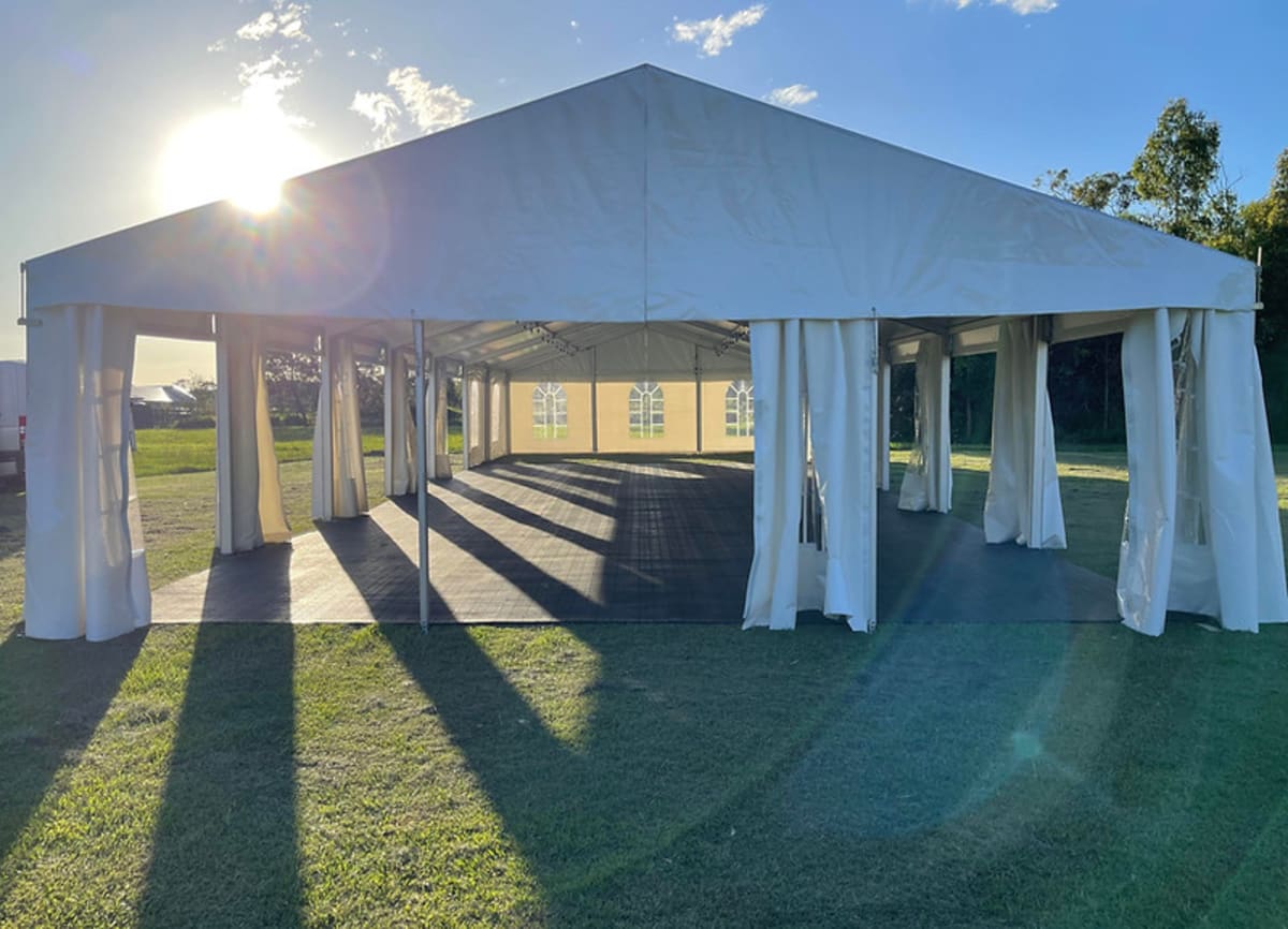 10m clearspan marquee hire Brisbane — coming late 2026