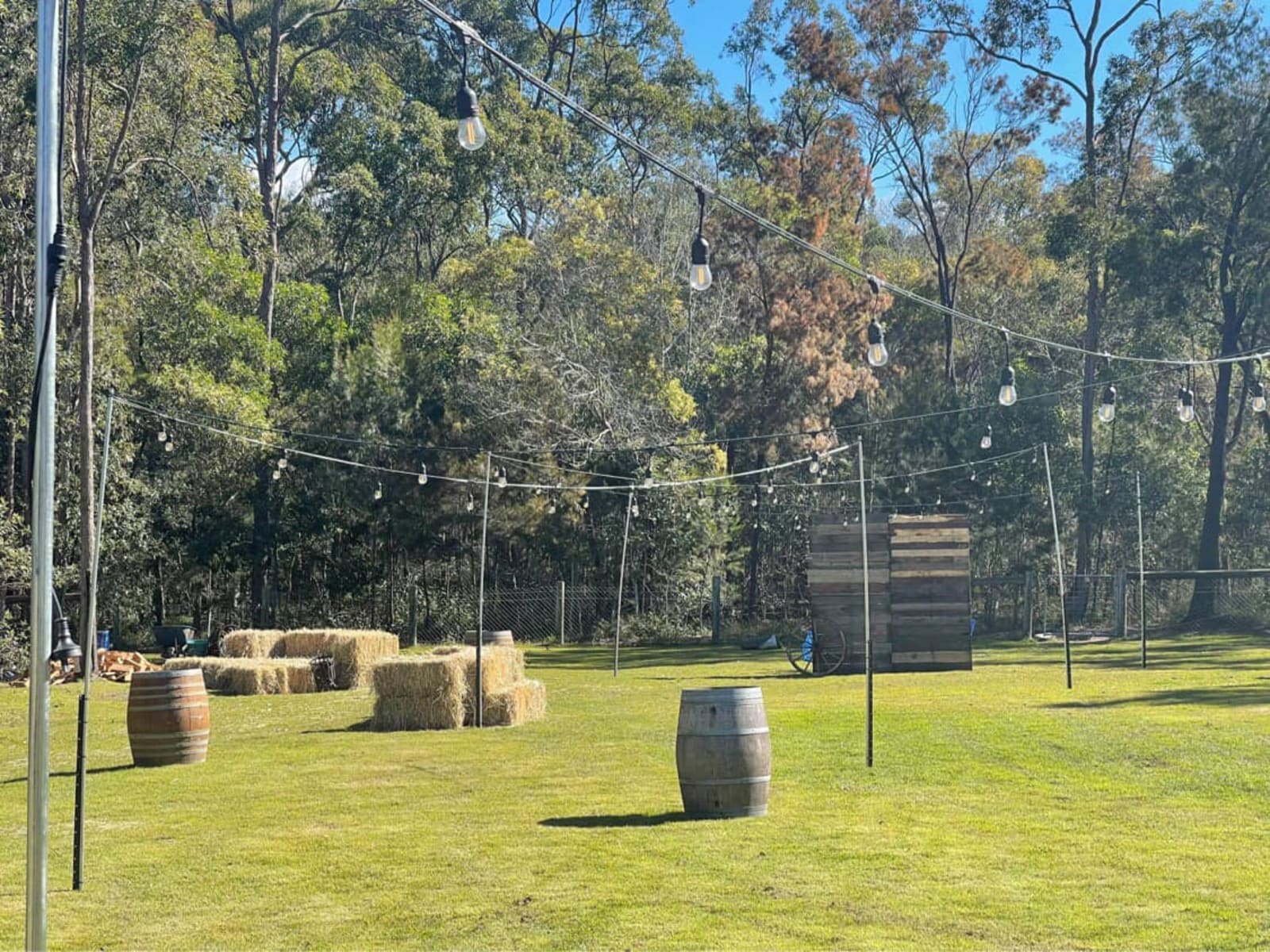 Festoon lighting hire Brisbane warm-white event canopy