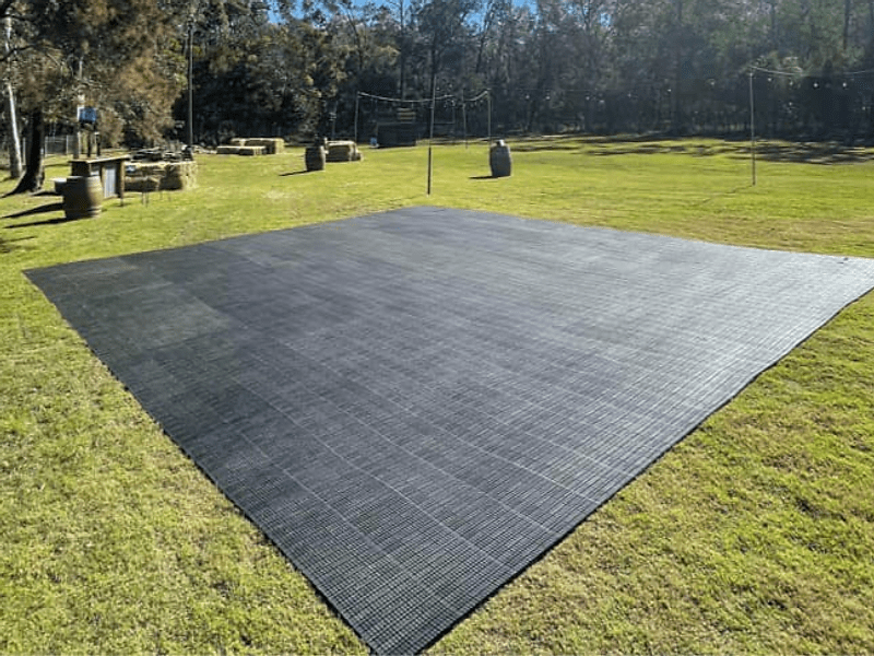 Pro-Floor modular flooring and dance floor hire Brisbane — inside a clearspan marquee