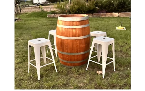 Wine Barrel — Natural (Silver Bands) hire Brisbane