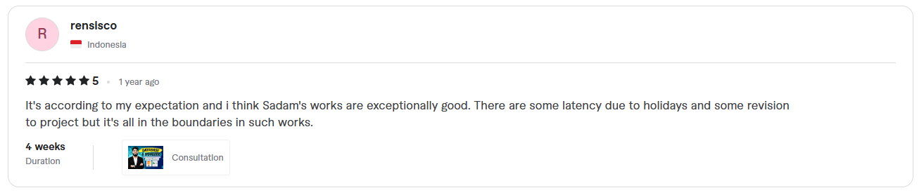 Client review screenshot 6 for Sadam Barkat