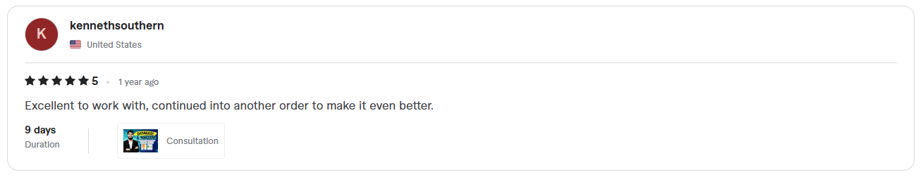 Client review screenshot 7 for Sadam Barkat