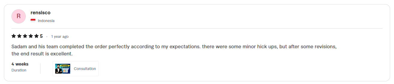 Client review screenshot 8 for Sadam Barkat