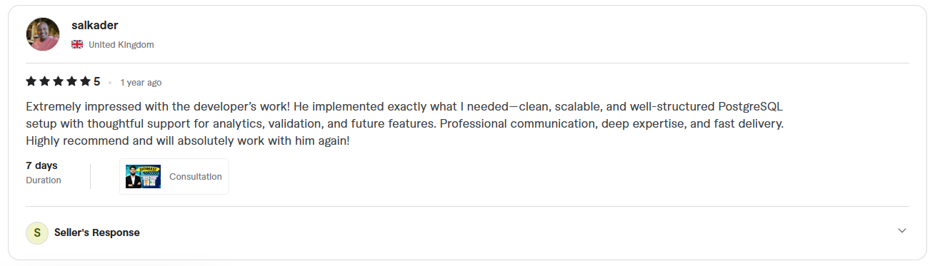 Client review screenshot 9 for Sadam Barkat