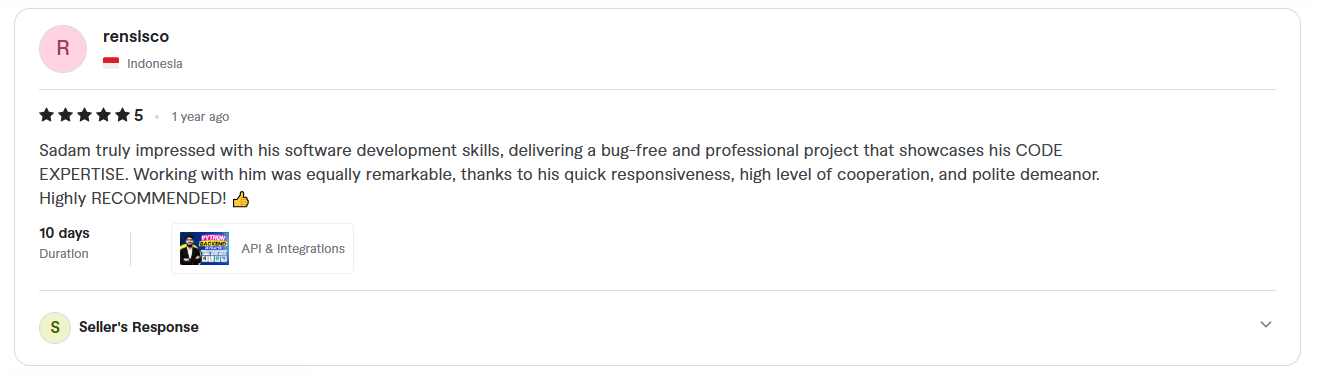 Client review screenshot 10 for Sadam Barkat