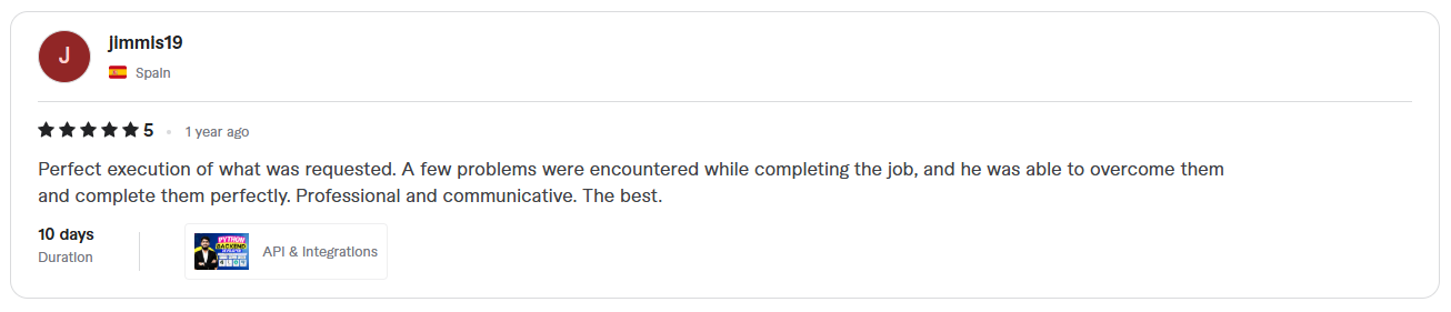 Client review screenshot 11 for Sadam Barkat