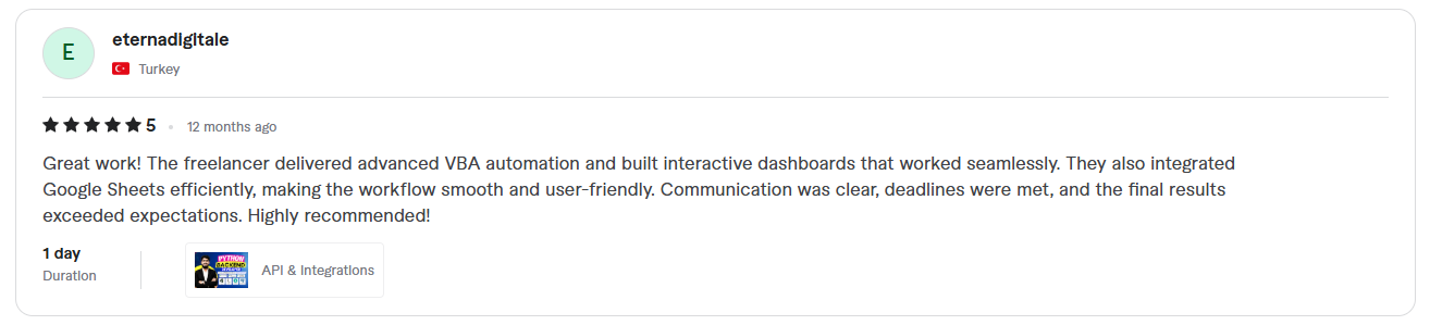 Client review screenshot 14 for Sadam Barkat