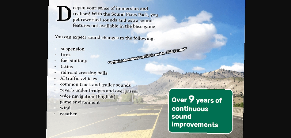 МОД Sound Fixes Pack v25.06 ДЛЯ EURO TRUCK SIMULATOR 2