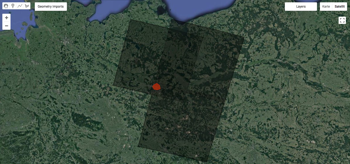 Example geometry: Berlin is covered by three Landsat WRS-2 grids.