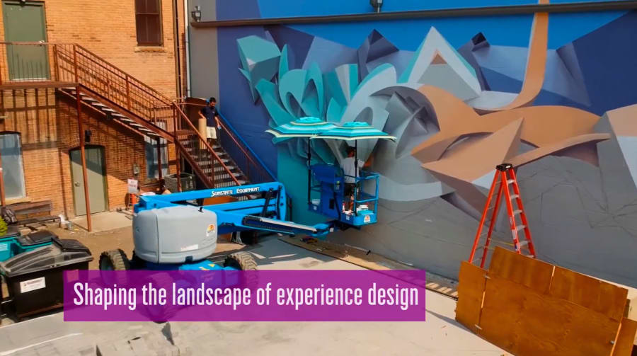 Peeta 3D illusionistic mural Fort Collins Colorado for Illuminous projection mapping by Alt Ethos