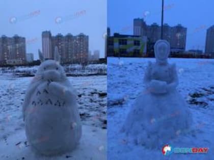 В Левенцовке появились необычные снежные скульптуры