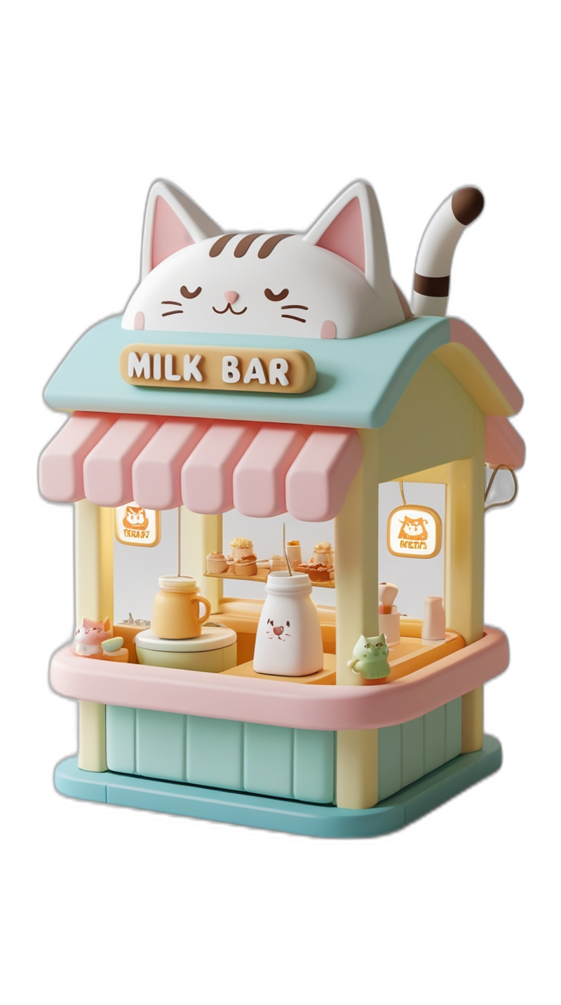 3D Milk Bar Shop Illustration – Aesthetic HD PNG Free