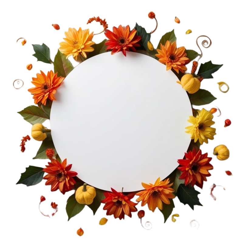 Flower Circle Frame PNG Transparent Background – Elegant Floral Wreath Image