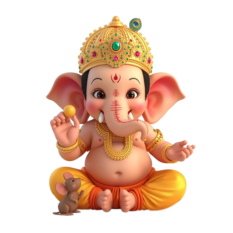 Cute Baby Ganesha PNG – 3D Lord Ganesh HD Sticker Download