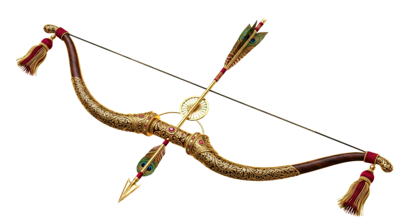 Golden Bow and Arrow PNG | Lord Rama Dhanush Transparent Image
