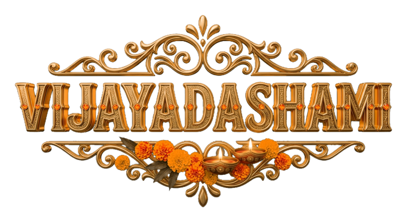 Vijayadashami PNG Text | Free 3D Golden Dussehra Transparent Image