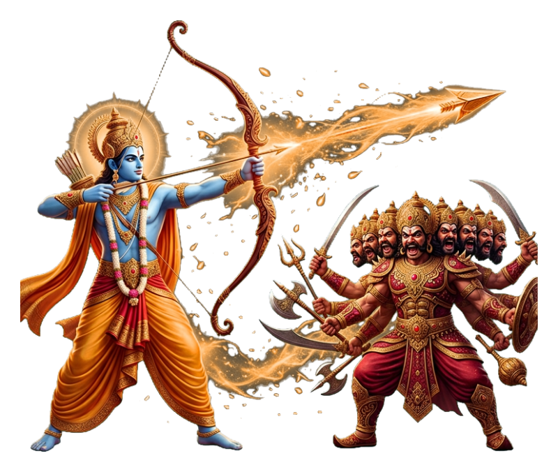 Lord Rama vs Ravana PNG | Free Dussehra Battle Transparent Image