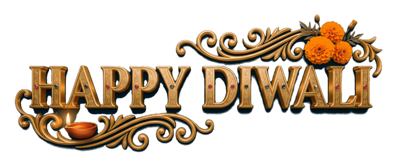 Happy Diwali PNG Text | Free 3D Golden Diwali 2026 Transparent Image