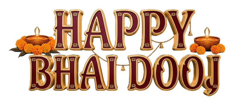 Happy Bhai Dooj 3D Text PNG | Free Diwali 2026 Greeting Image