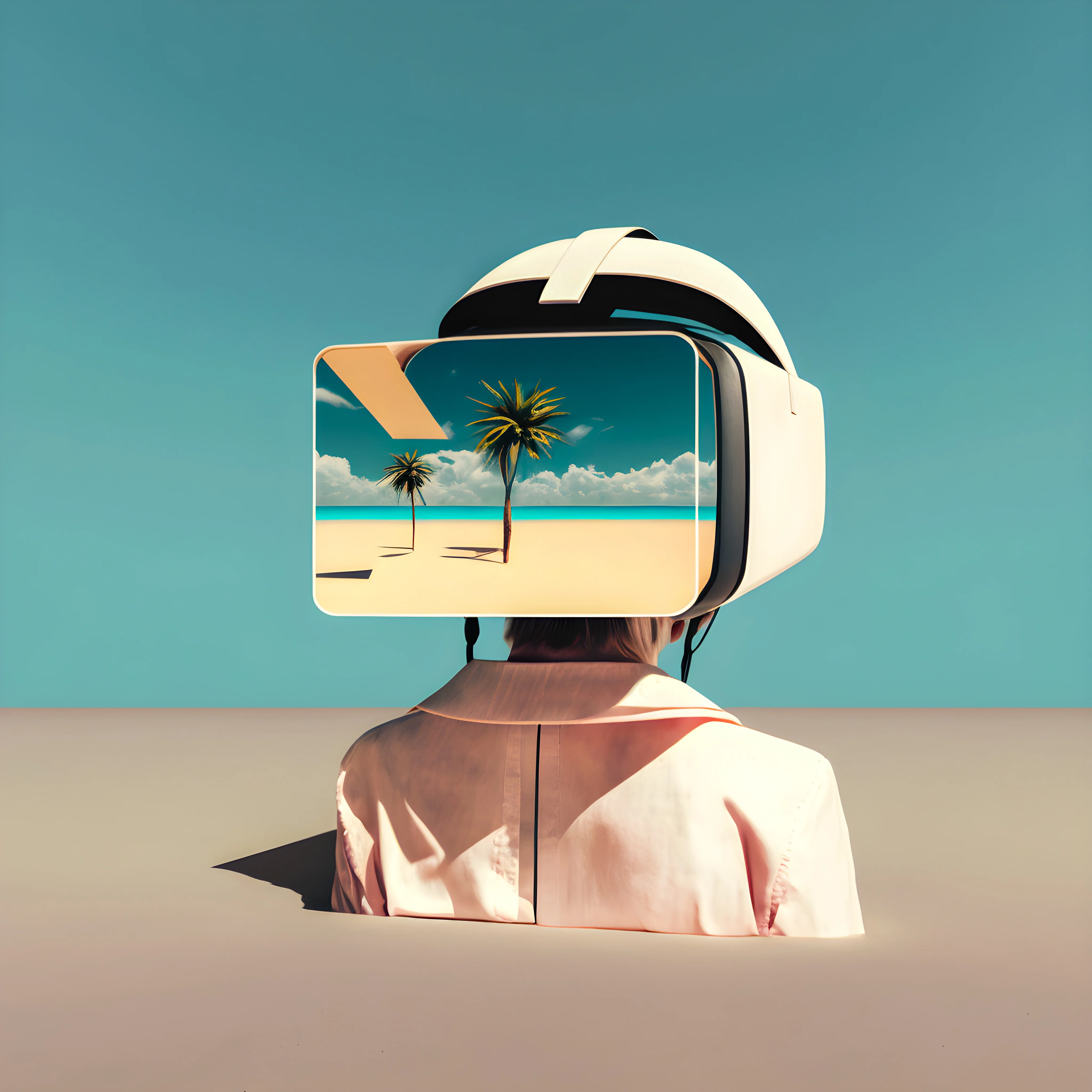 Moça de costas com óculos de VR