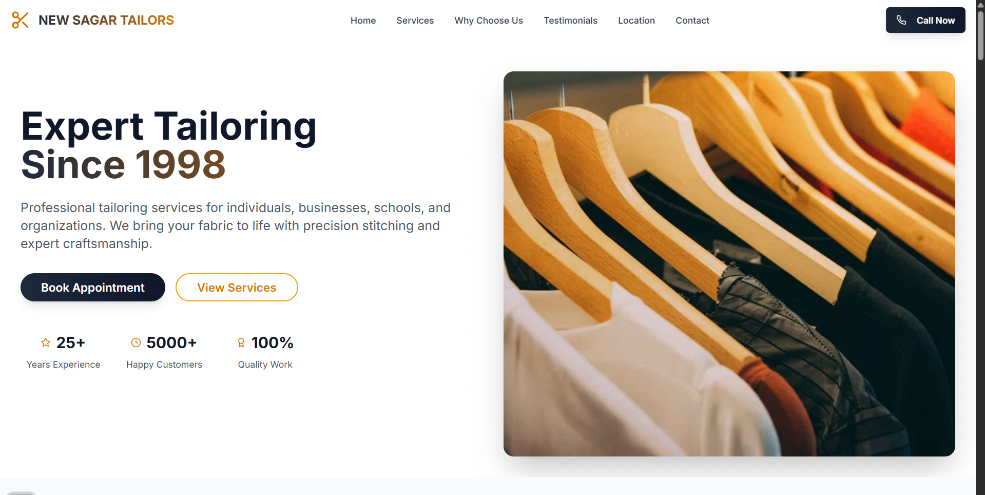 New Sagar Tailors - Website preview 1