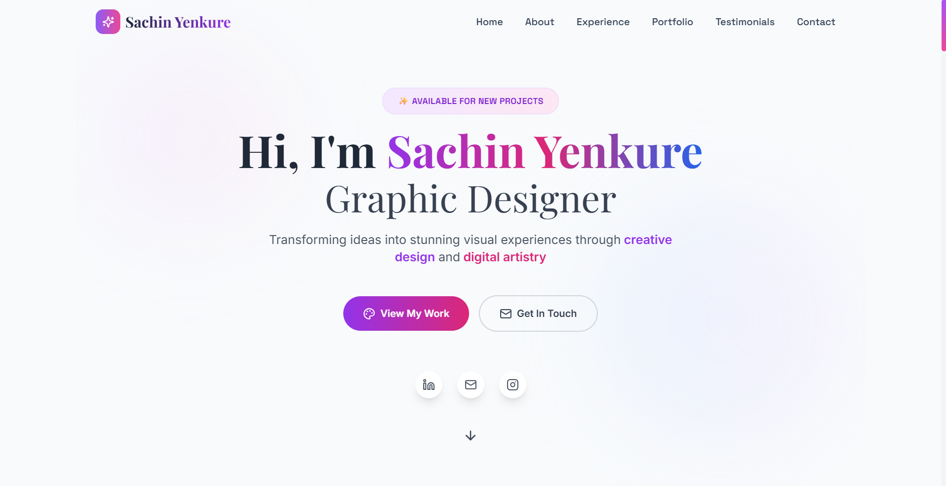 Sachin Yenkure – Graphic Designer Portfolio Website preview 1