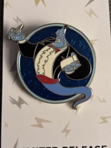 Round pin with Genie in waiter’s outfit, to jot an order down image
